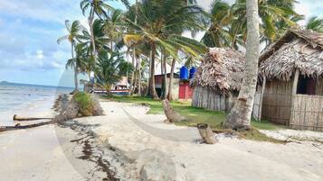 On the beach, white sand