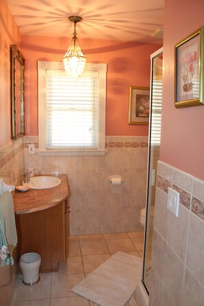 Douche, sèche-cheveux, bidet, papier toilette