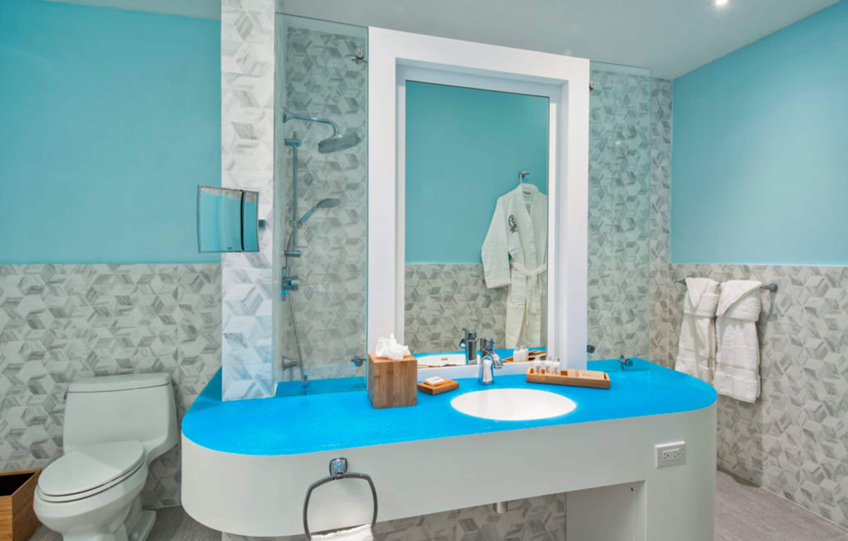 free toiletries, hair dryer, bathrobes, towels