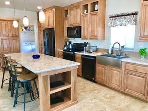Fridge, microwave, oven, dishwasher