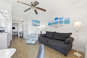 Flat-screen TV, DVD player