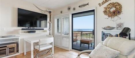 Flat-screen TV, DVD player