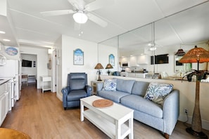 TV, DVD player - Beacher's Oceanfront Balcony Suite with Onsite Front desk and staff (St. Augustine)