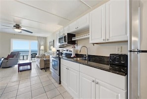 Fridge, microwave, oven, coffee/tea maker