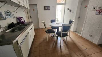 Mini-fridge, cookware/dishes/utensils