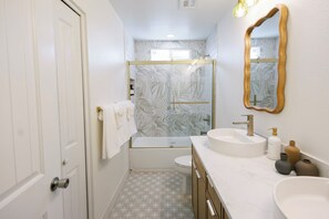 Shower, hair dryer, towels, soap - Backyard Oasis, Pool, Spa, Game Room, BBQ (Scottsdale)