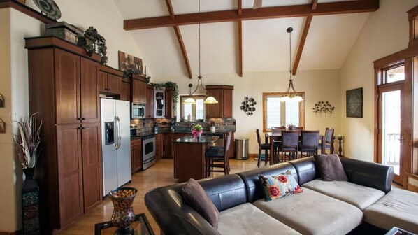 Smart TV, fireplace, video games, DVD player