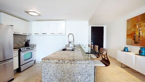 Condo, 3 Bedrooms | Private kitchen | Fridge, oven, coffee/tea maker, toaster - Elements Penthouse 7 3 Bedroom Condo by RedAwning (Playa del Carmen)