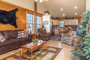 Flachbildfernseher, Kamin, DVD-Player, Bücher