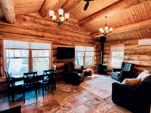 Smart TV, fireplace, DVD player, offices - NEW CABIN W/LAKE VIEW! 2PersonJacuzzi.GasFireplace.Beach.Patio.Wifi.Kayaks.Canoe (Marcell)