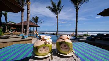 2 outdoor pools, open 7:00 AM to 8:00 PM, pool umbrellas, sun loungers
