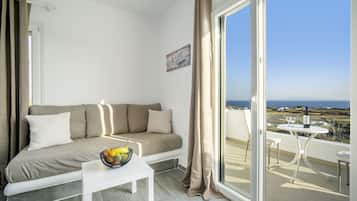 Superior Studio, 1 Double Bed, Balcony, Sea View | Living area | Flat-screen TV