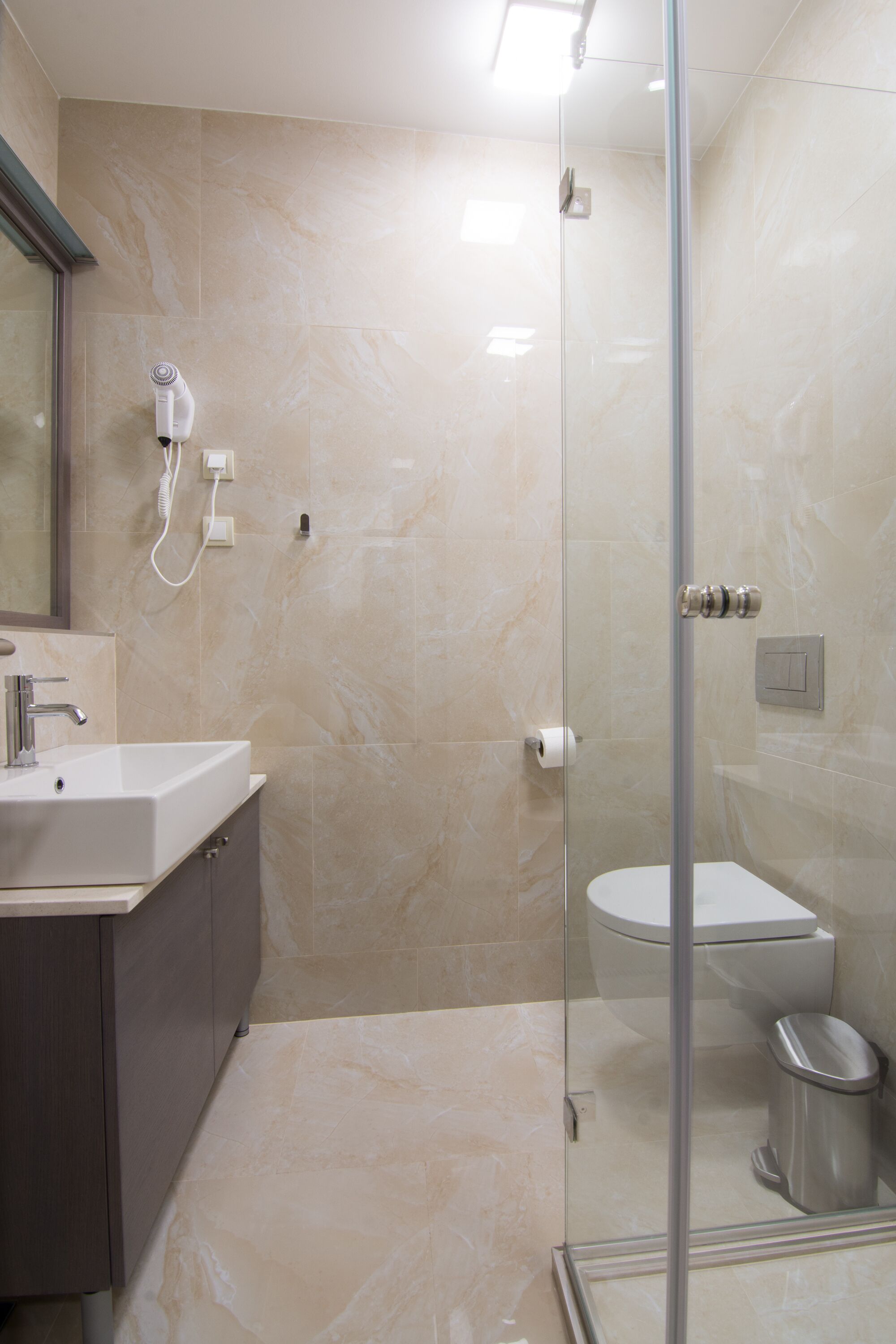 shower, free toiletries, hair dryer, bathrobes