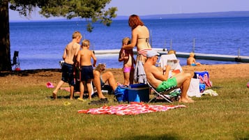 On the beach, white sand