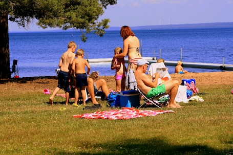 On the beach, white sand