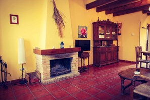 Televisio, takka, DVD-soitin