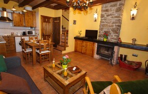 Télévision, cheminée, Netflix, lecteur de DVD