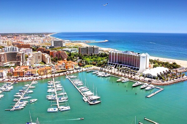 Enjoy waterfront views of the marina and beach from this scenic coastal location.