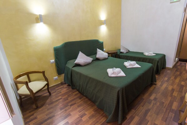 Desk, free WiFi, bed sheets