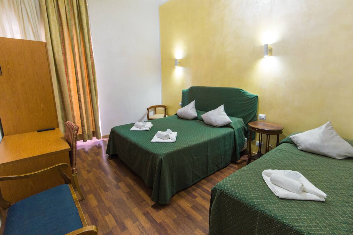 Desk, free WiFi, bed sheets