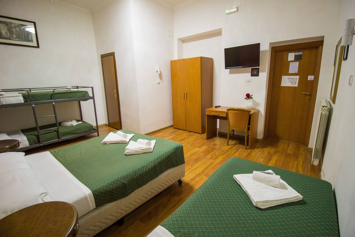 Desk, free WiFi, bed sheets