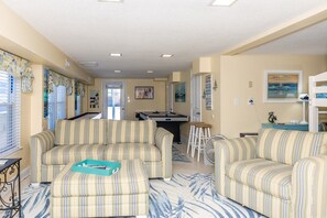 Game room - Andrews - Classic 5BR Oceanfront Home - Great Ocean Views from Deck; Game Room (Surf City)