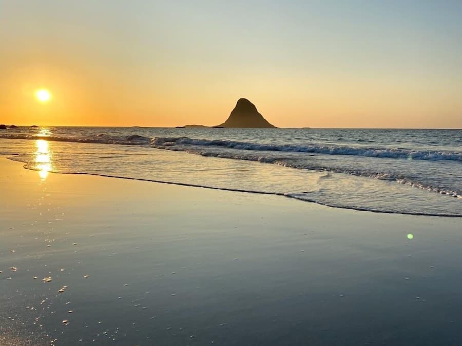 On the beach, white sand