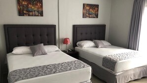 Double Room, 2 Queen Beds, Accessible, Mountain View | WiFi (free), bed sheets