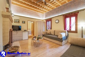 TV, fireplace