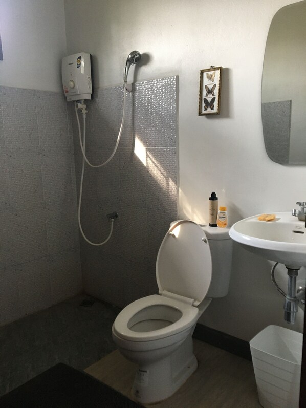 Regadera, amenidades de baño gratuitas, secadora de cabello, toallas 