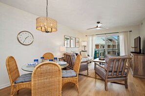 TV, DVD player, books - Resting Beach Face: Ocean View Condo with Community Pool Near Golf Course (Caswell Beach)