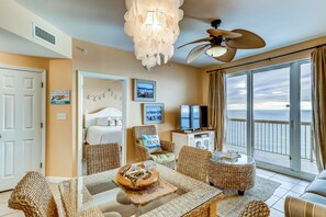 Dining - Serene & upscale beachfront condo with furnished balcony, view, & pools (Panama City Beach)