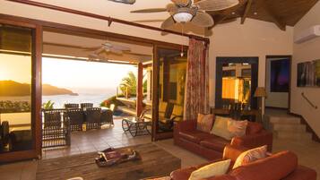 Luxury Villa, 4 Bedrooms, Private Pool, Ocean View | Living area | Flat-screen TV