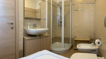 Ducha, secador de pelo, bidet, shampoo