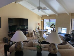 TV, fireplace, stereo