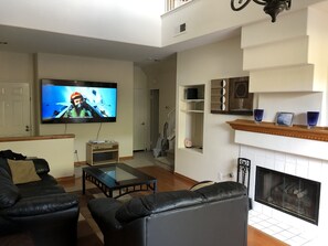 TV, fireplace, video games