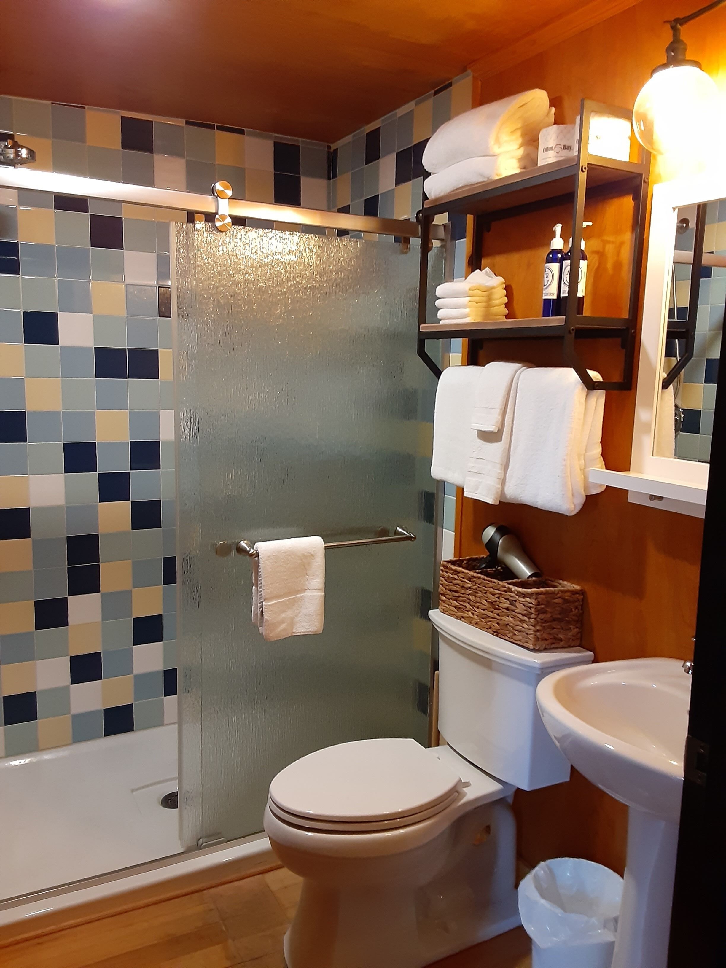 comfort suite- no pets | bathroom | shower, free toiletries, hair dryer, bathrobes