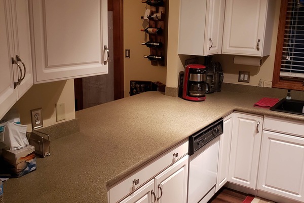 Kitchen showing opening into Dining Room