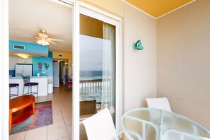 Enjoy ocean views from the balcony, where you can dine or relax in comfort.