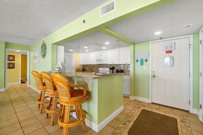 Fridge, microwave, oven, stovetop - 2bd/2ba Condo Ocean views from every room 3rd FL walkin shower FREE BEACH CHAIRS (Panama City Beach)