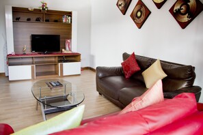 Tv, tv-spel, dvd-spelare och ett musikbibliotek