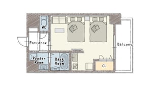 Habitación Deluxe con 2 camas individuales (with Sofa) | 1 habitación, cortinas blackout, wifi gratis y ropa de cama