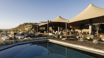 Outdoor pool, sun loungers