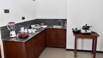 Fridge, oven, stovetop, electric kettle