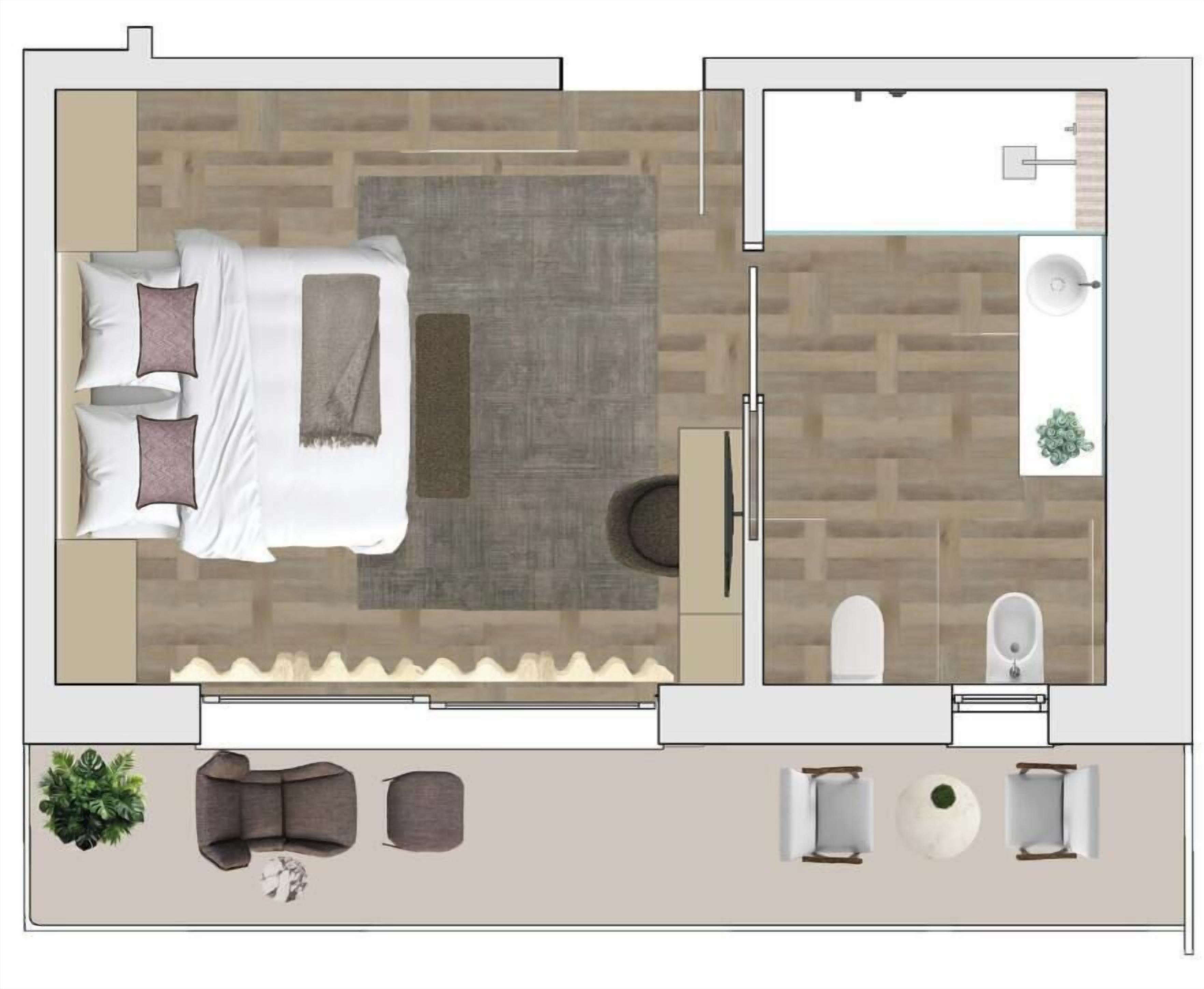 Deluxe Double Room, Partial Sea View