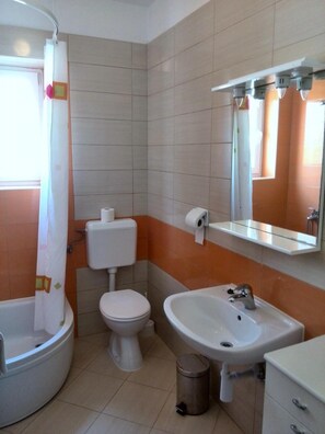 Ensemble douche/baignoire, serviettes fournies