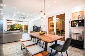 Luxury Villa, 4 Bedrooms, Private Pool, Pool View | Living room | 75-inch Smart TV with cable channels, TV, tablet - enervillas (West Achaea)