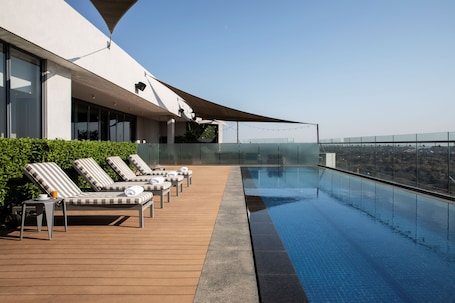 Outdoor pool, sun loungers