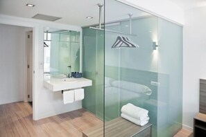 Camera con letto matrimoniale o 2 letti singoli | Bagno | Doccia, set di cortesia gratuito, asciugacapelli, accappatoio
