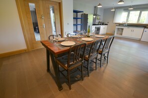 Deluxe Villa, 3 Bedrooms, Mountain View | Dining room - The Shack and Pods at Inchree (Fort William)